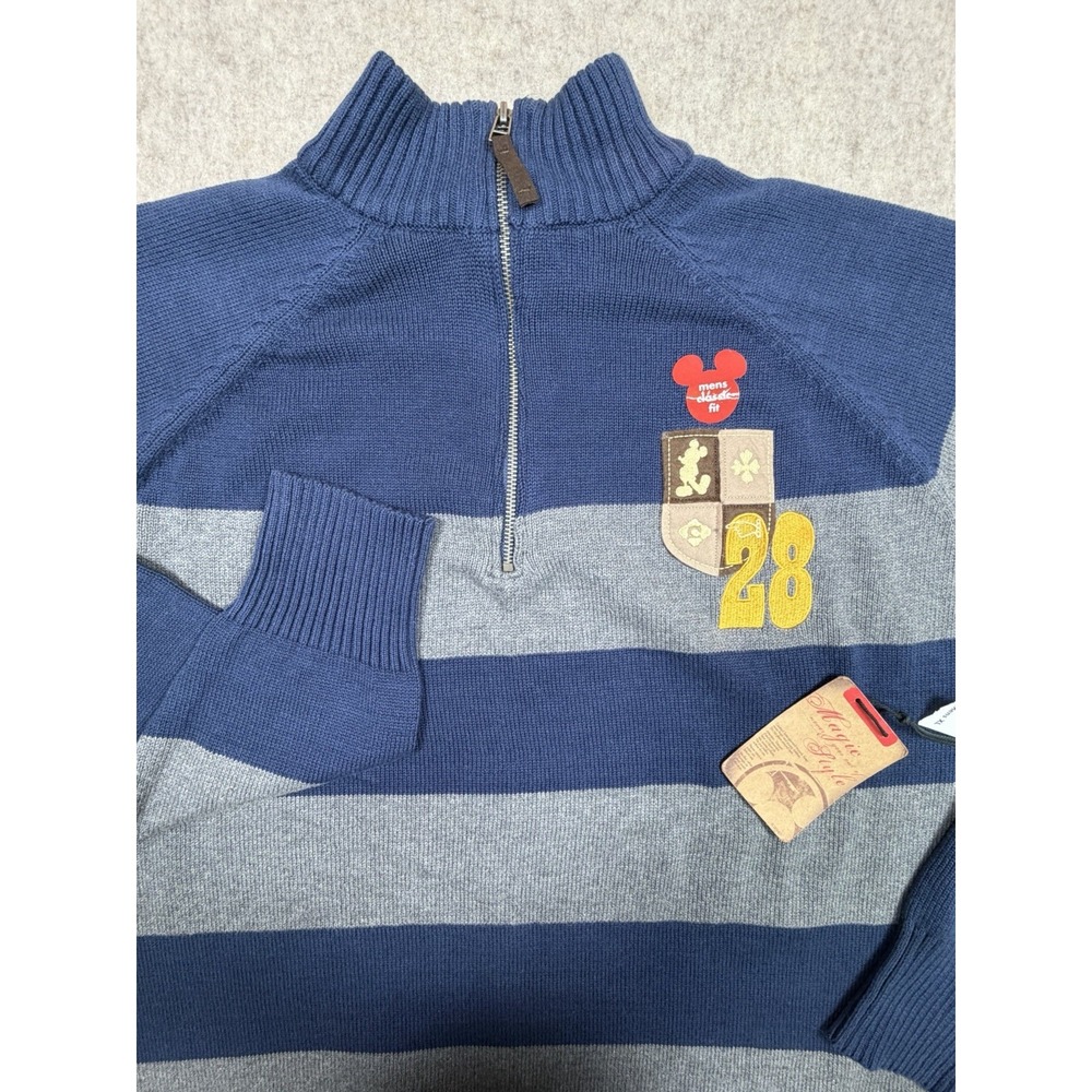 Vintage Mickey Mouse Sweater Quarter Zip Disney Store Crest Size Men's‎ XL New